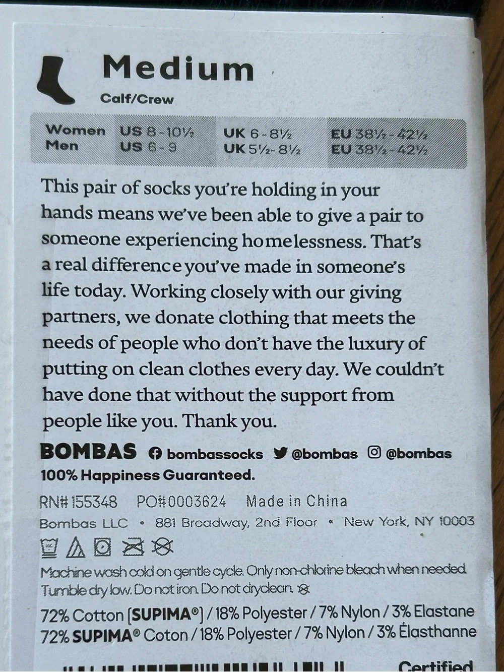 Bombas Lightweight Black Calf Socks Unisex NWT